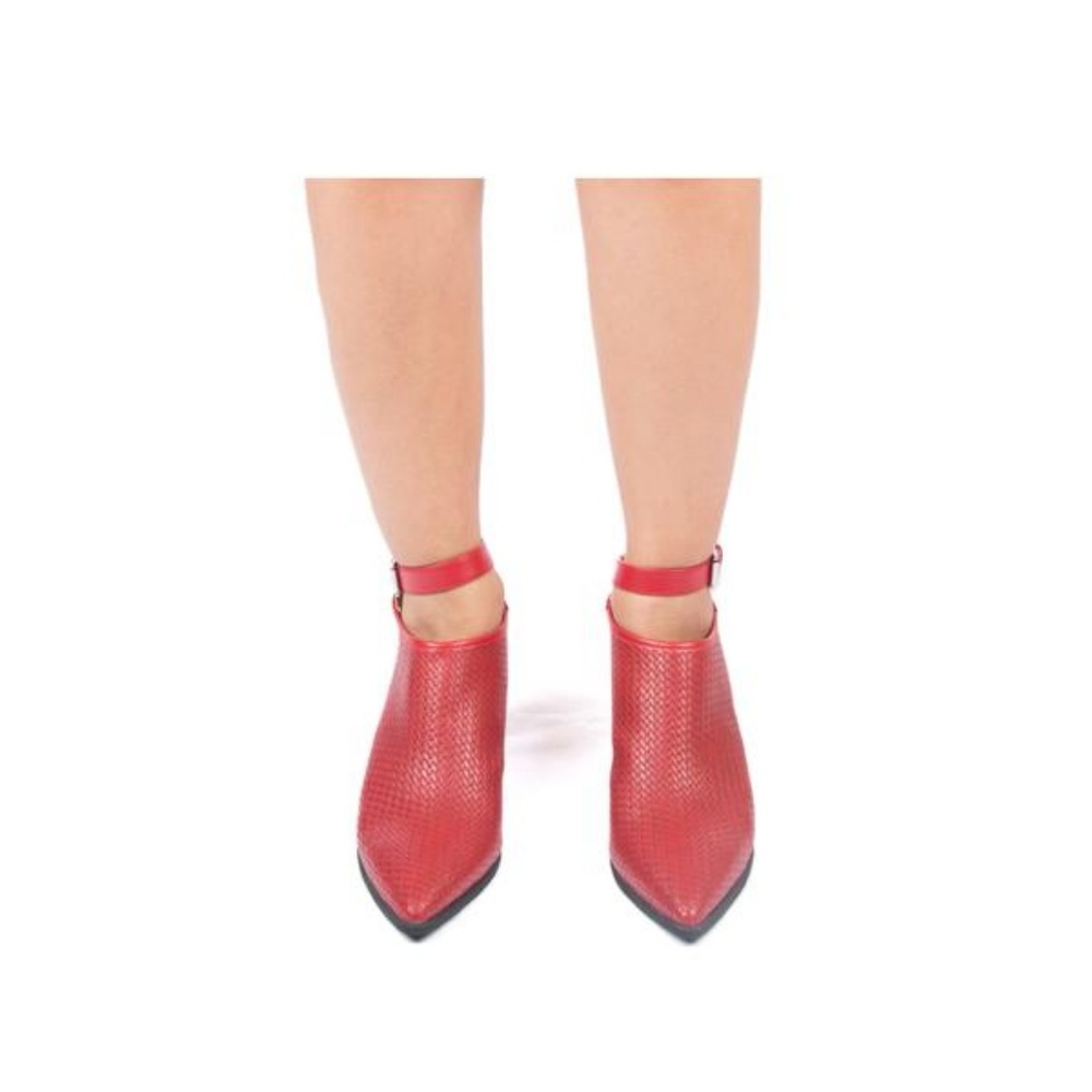 Hot! Red Ankle Wrap Booties Size - Picture 3 of 4
